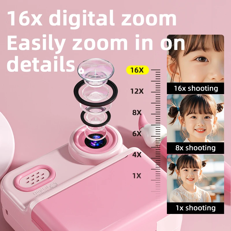 Kids Digital Camera Photo Printer with Game Cute Mini Digital Video 6