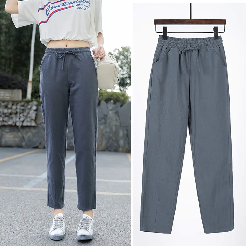 Womens Spring Summer Pants Cotton Linen 8