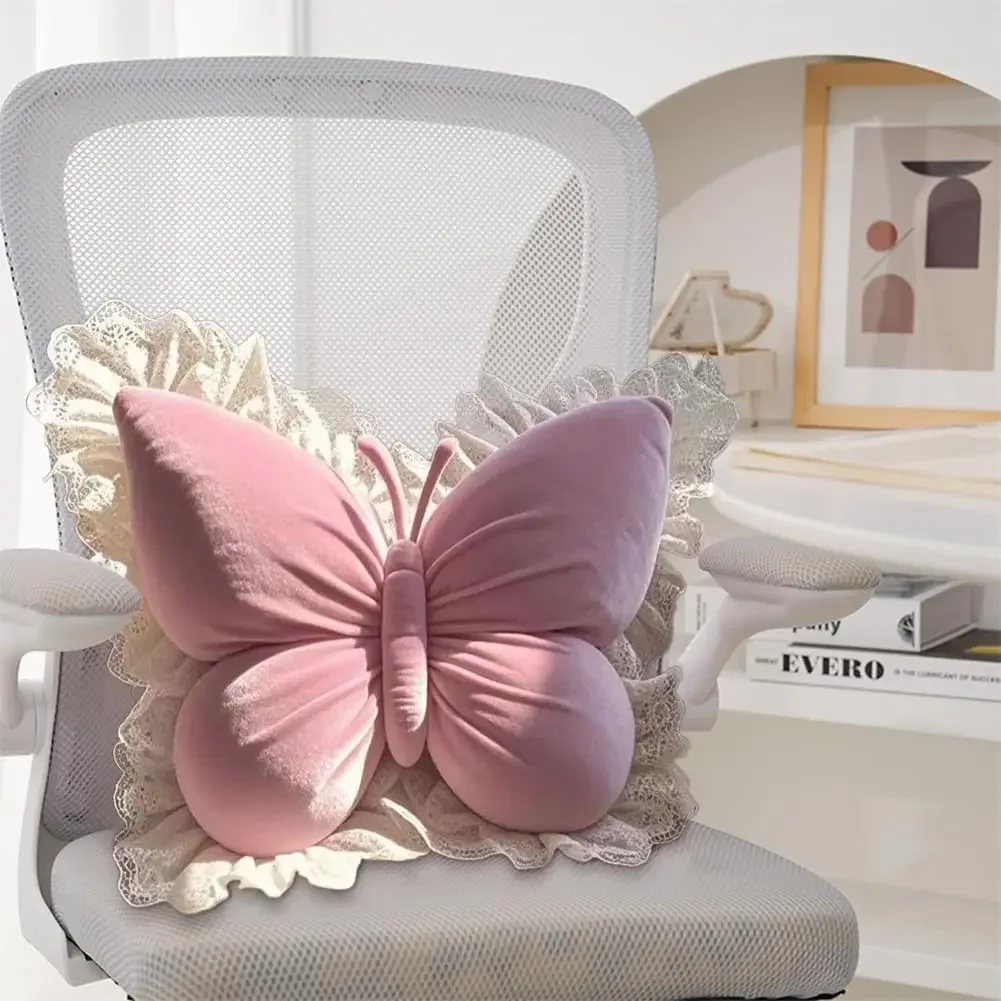 Cute Princess Butterfly Office Pillow Living Room Bow Bedroom Car Sofa Cushion 5