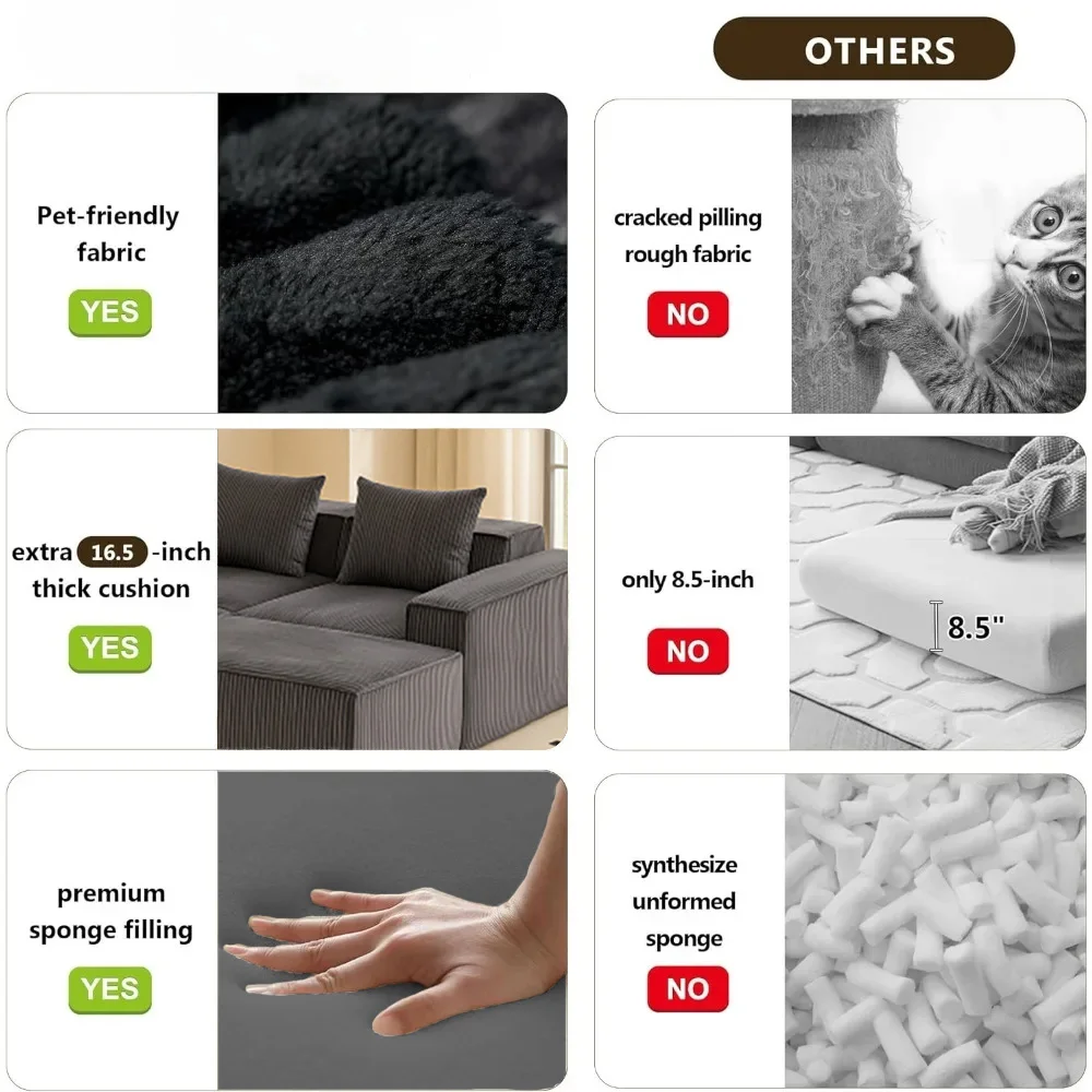 Sectional boneless Couch with L-Shape 2