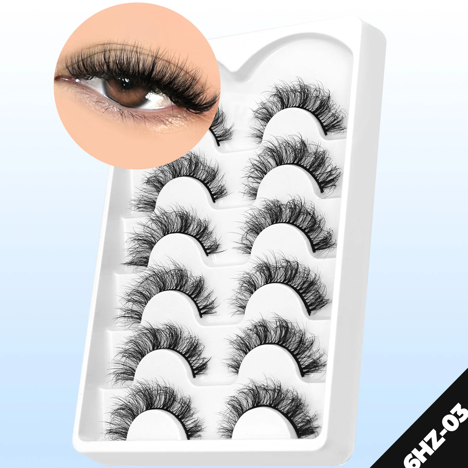 GROINNEYA Fake Lashes Fluffy Cat Eye Lashes 8D Fluffy Volume False Eyelashes 18