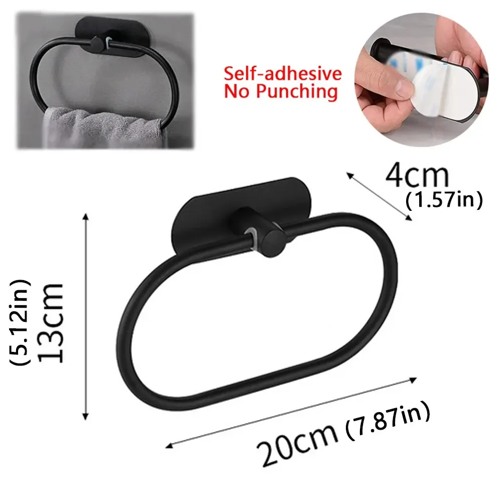 Stainless Steel Towel Holder Self-adhesive Bathrooms 8