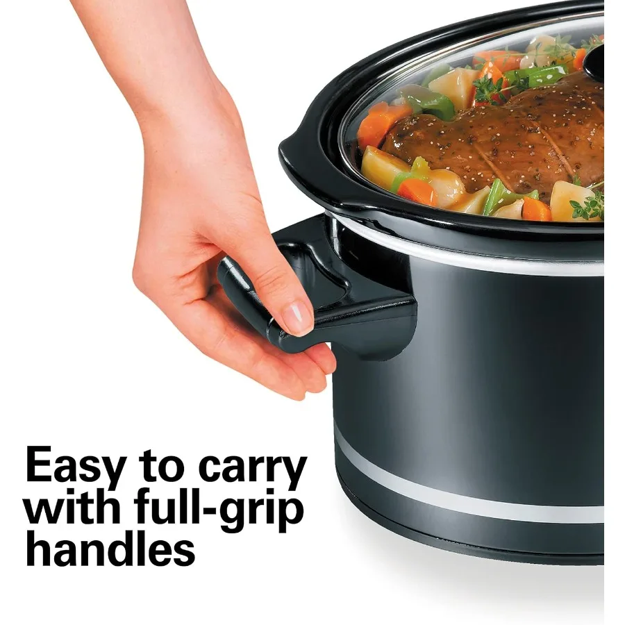 8Quart Slow Cooker with 3 Cooking Settings for Home Meals DishwasherSafe Stoneware 4