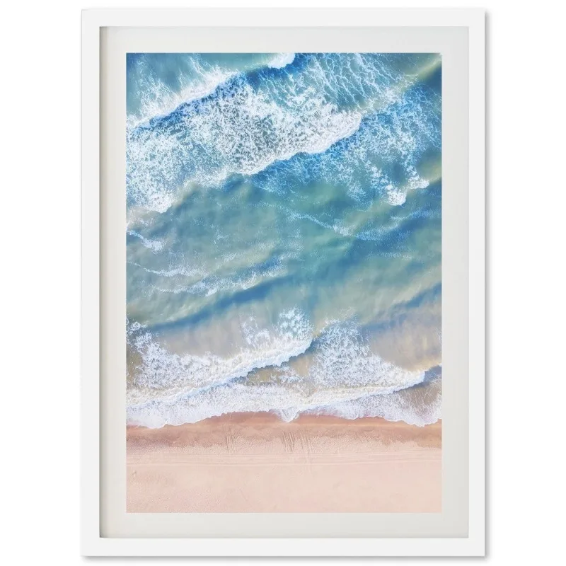 Modern Blue Ocean Waves Surf Poster Summer Seascape Coastal Beach 14