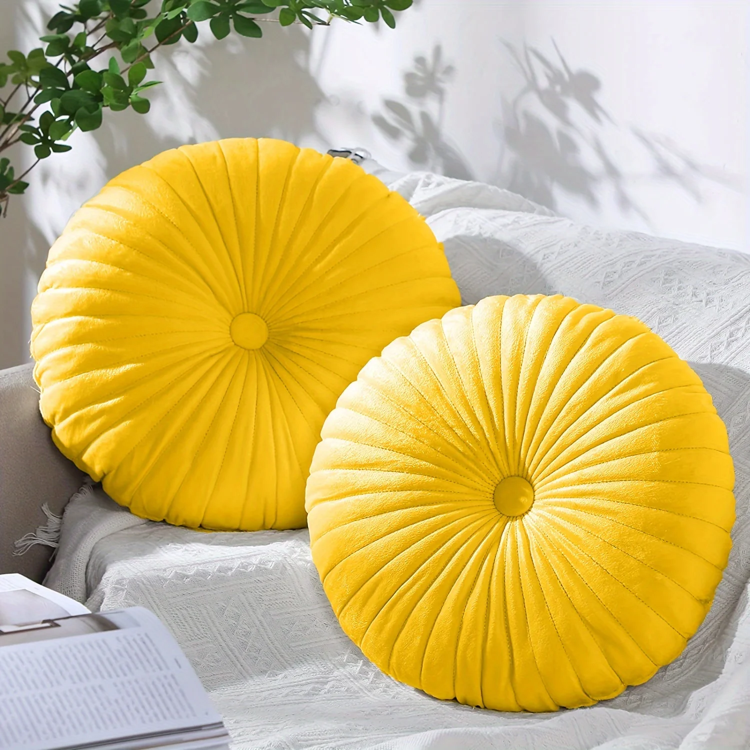 1 Nordic Modern Round Pillow - Mustard Yellow - Suitable for use on sofas 7