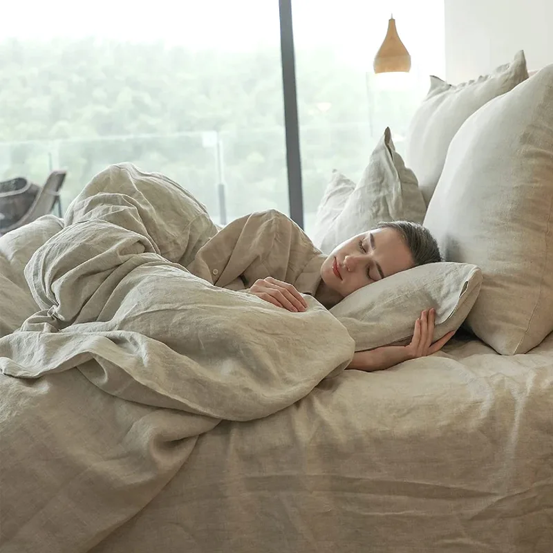 100% Linen Bed Duvet Cover Stone Washed France Linen 2
