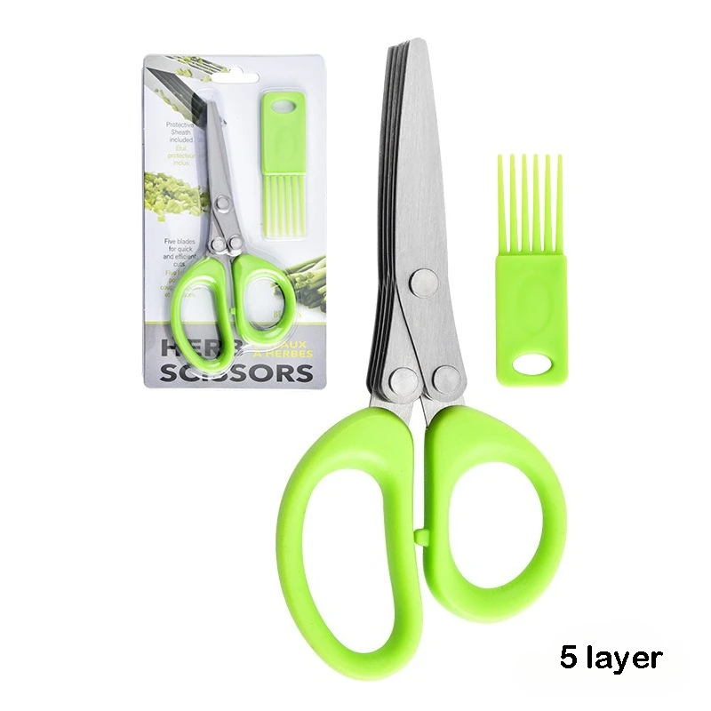 3/5 Layers Kitchen Scissors Stainless Steel Vegetable Cutter Scallion Herb 7