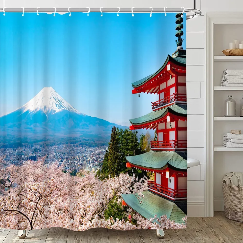 Pink Sakura Flowers Shower Curtains Japanese 11