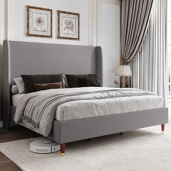 Jocisland King Upholstered Platform Bed Frame with 51.2 8