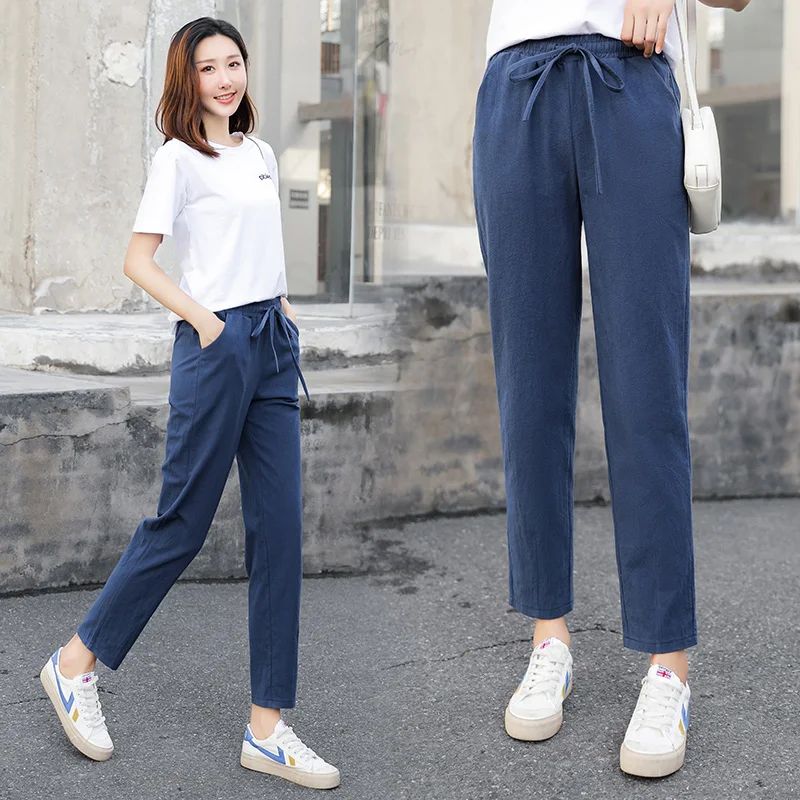 Womens Spring Summer Pants Cotton Linen 5