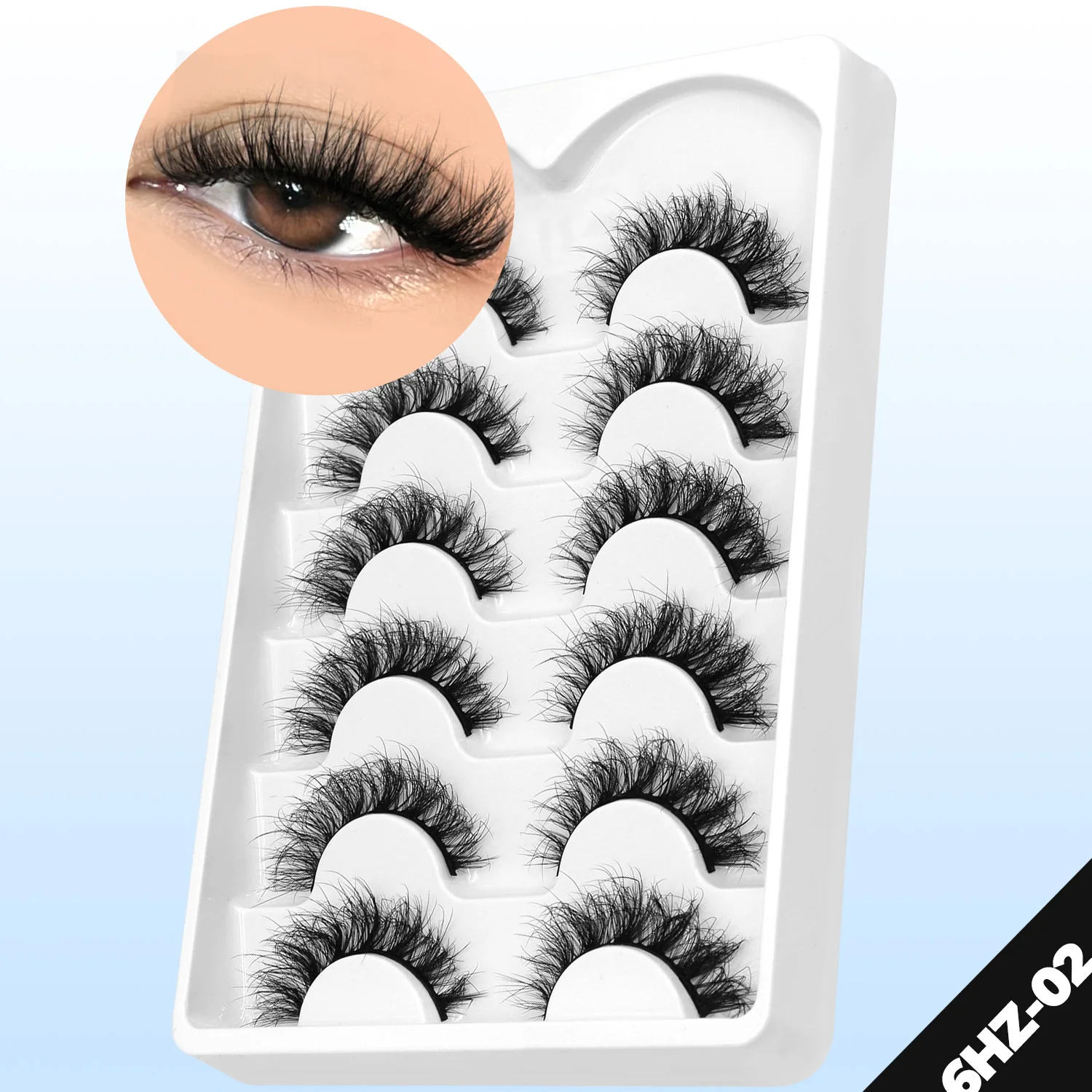 GROINNEYA Fake Lashes Fluffy Cat Eye Lashes 8D Fluffy Volume False Eyelashes 19