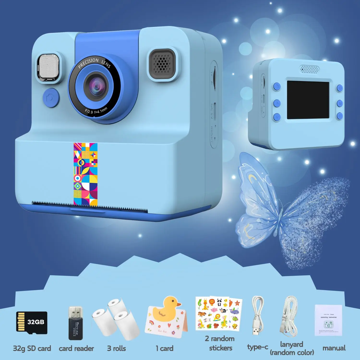 Classic Cute Little Kids Instant Print Camera Painting Photo 7