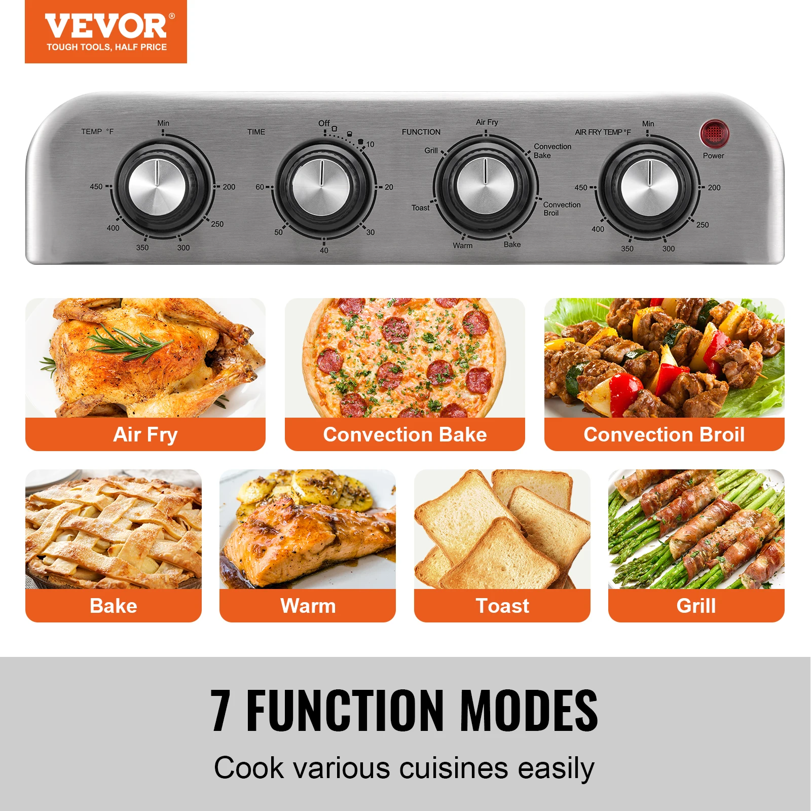 SucceBuy 18L 1700W Air Fryer Toaster Oven Stainless 2