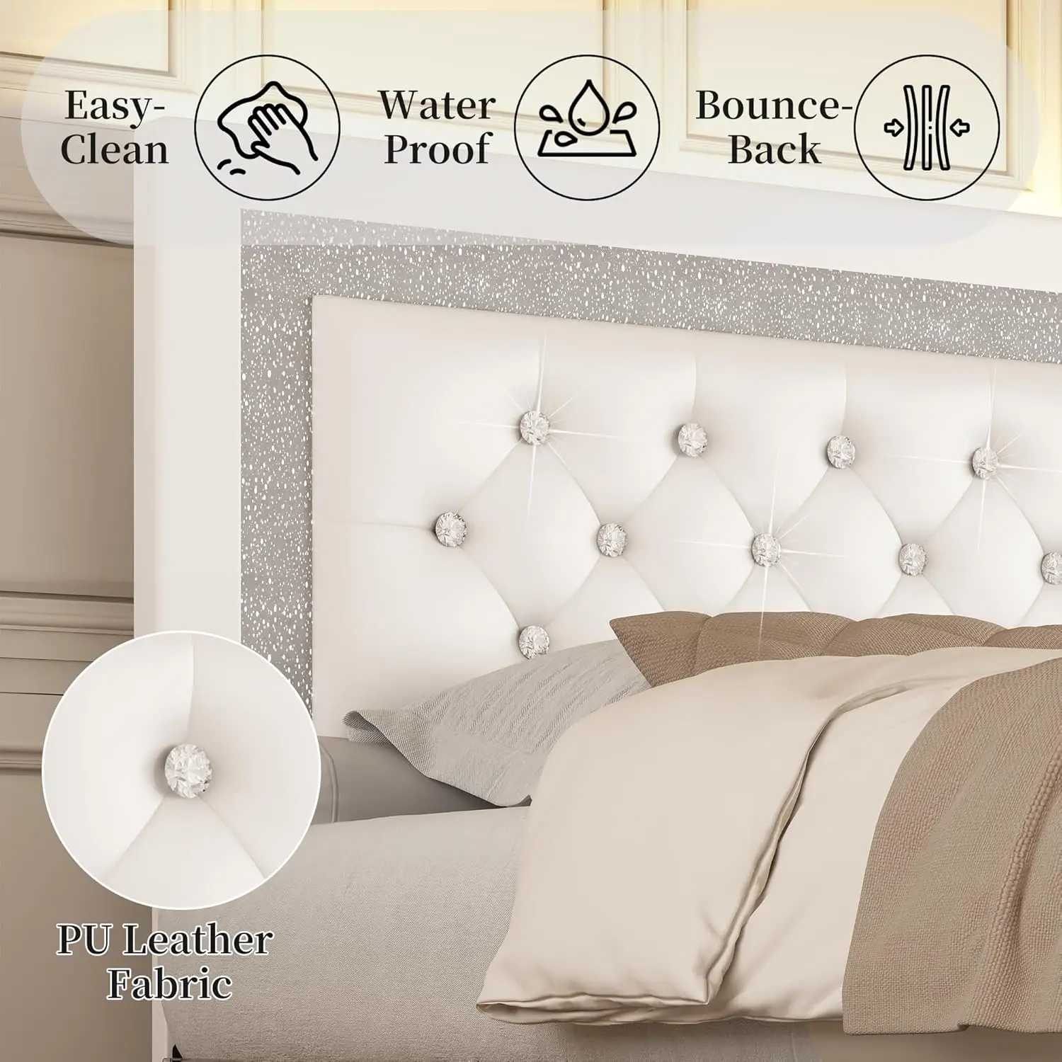 Queen Bed Frame With Adjustable Headboard, Upholstered Platform Bedframe 6