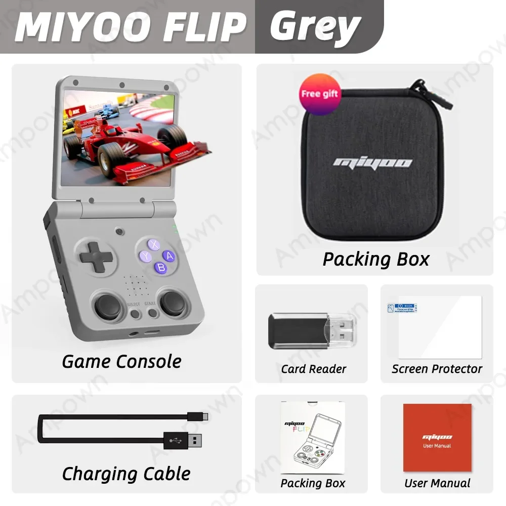 MIYOO Flip V2 Handheld Game Players 3.5''IPS Screen LGift Gaming 9