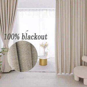 Asazal Linen Blackout Curtains for Living Room Bedroom High Quality Full Shading Drapes 1