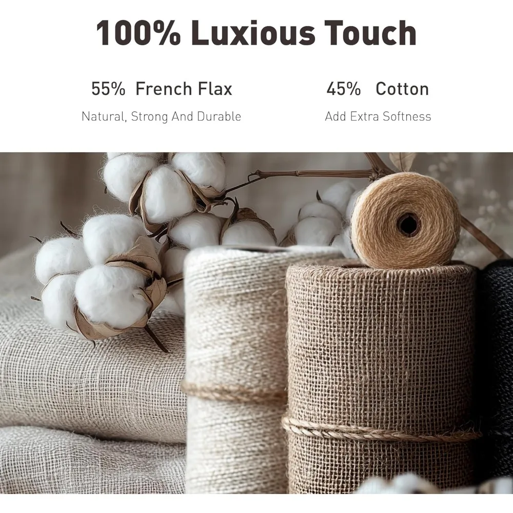King Size Hyde Lane Linen Duvet Cover Set, 3-Piece Textured French Flax Linen 4