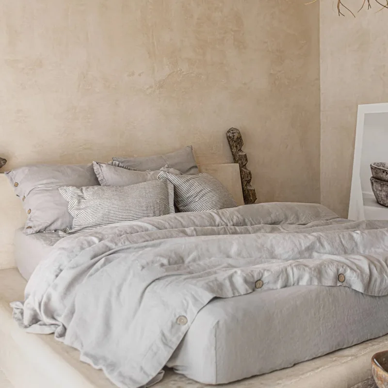 100% Linen Bed Duvet Cover Stone Washed linen duvet cover, stone-washed linen, 100% linen, bed cover, breathable bedding, soft linen, luxury duvet, durable linen, bedroom décor, natural bedding, 13