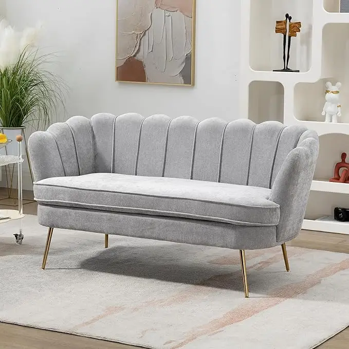59” Small Modern Chenille Loveseat Sofa, 2-Seat 7