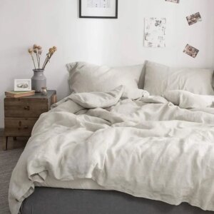 100% Linen Bed Duvet Cover Stone Washed France Linen 1