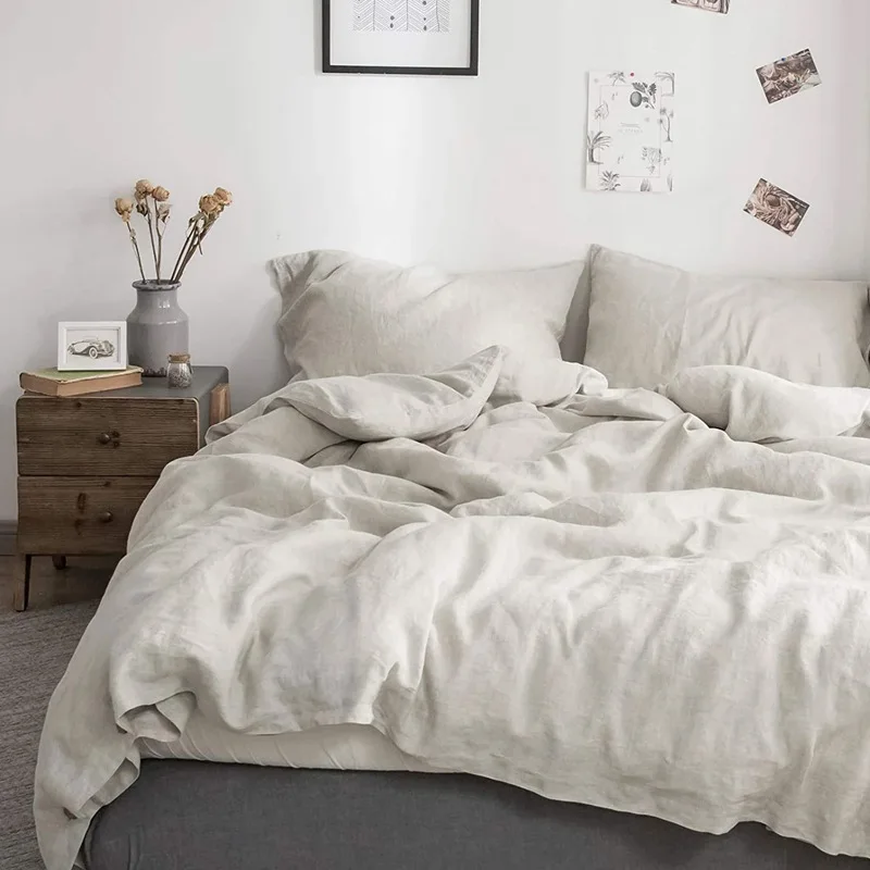 100% Linen Bed Duvet Cover Stone Washed France Linen 1