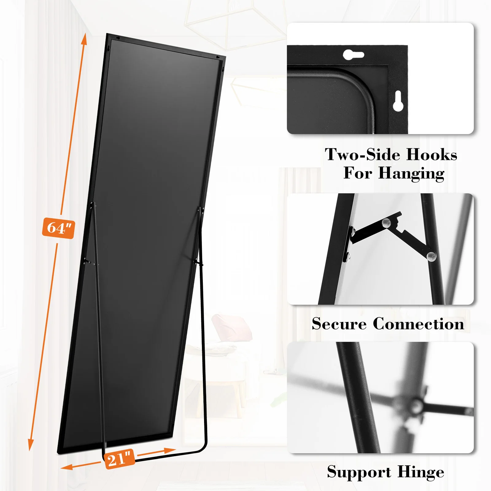 JHK 64" x21" Full Body Wall Mirror 3
