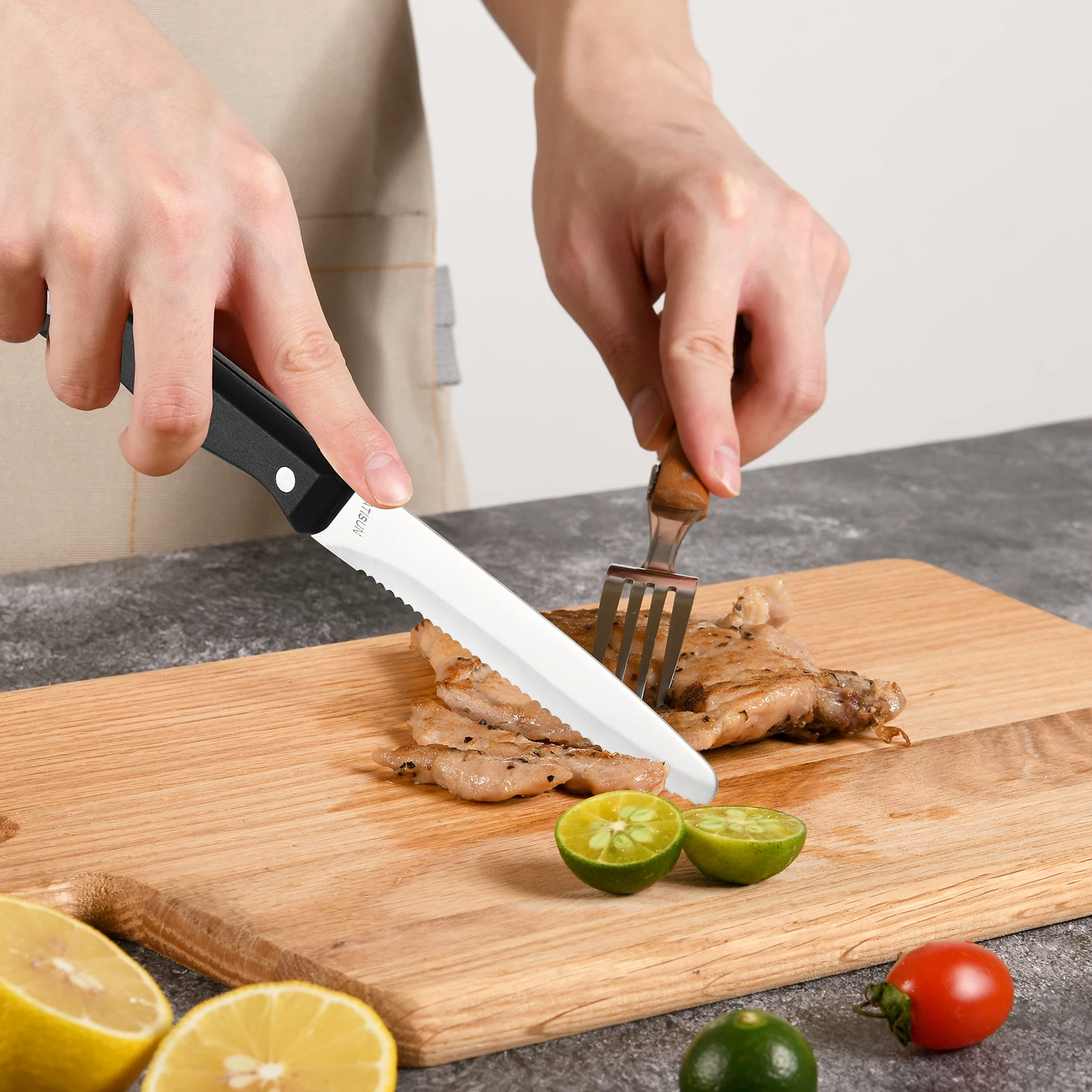 12 Pieces 4.5 Inch Steak Knives Set, Round Tip Serrated Steak Knives 6