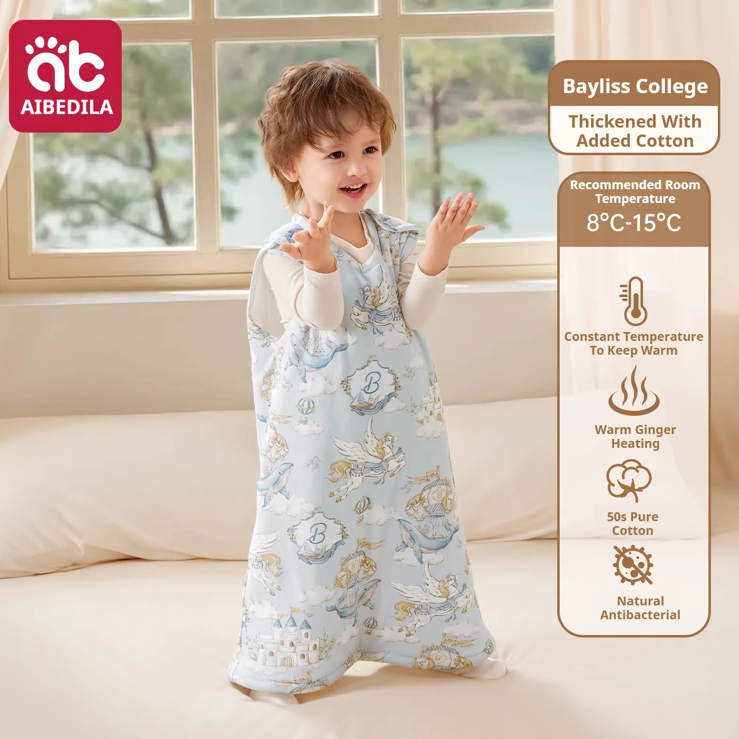 AIBEDILA Baby Sleep Sack Cotton Newborn Sleeveless Sleep Bag Soft Cozy Kids Wearable Blanket 12