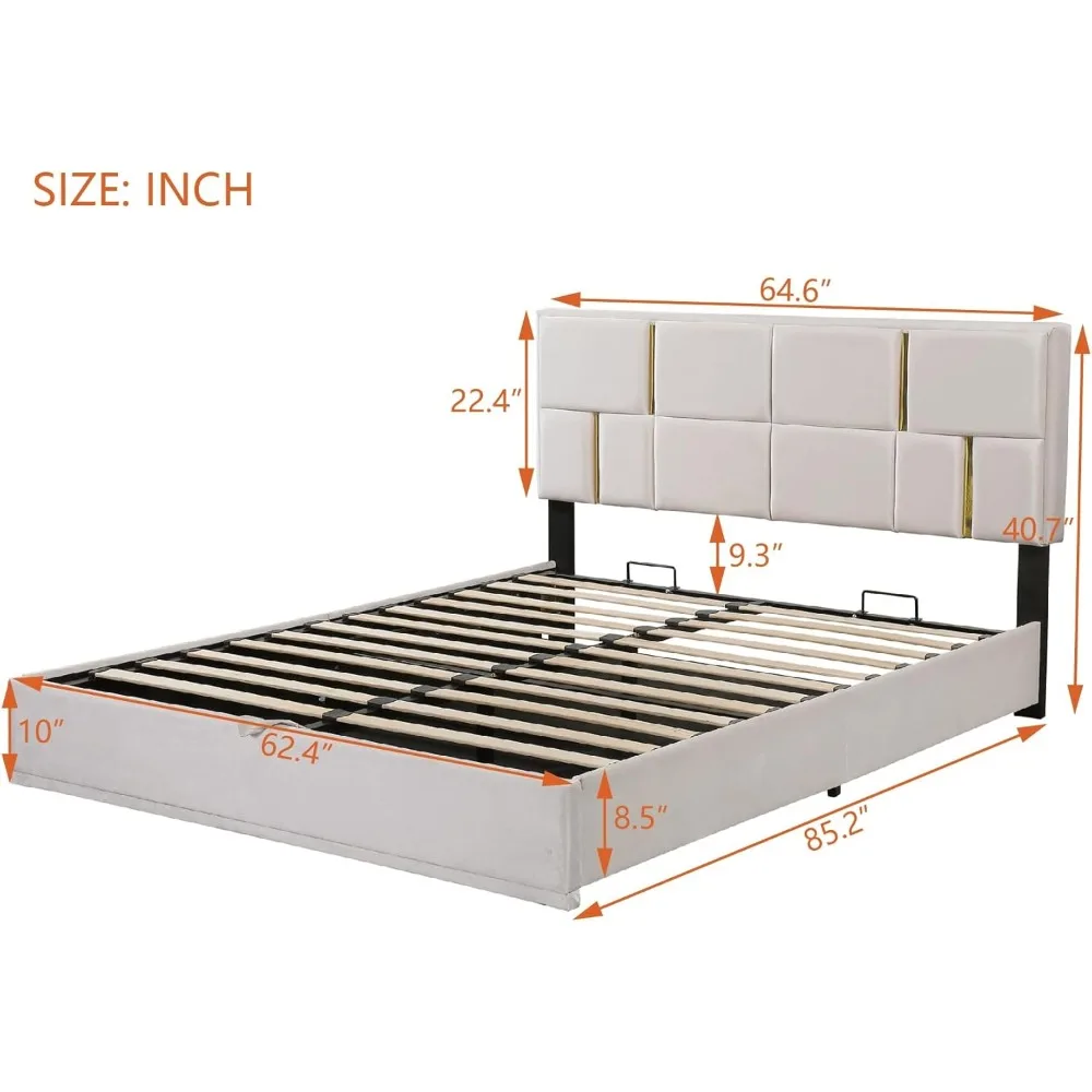 2 Piece Queen Bedroom Furniture Set with Ottoman, Queen Upholstered Platform Bed 2