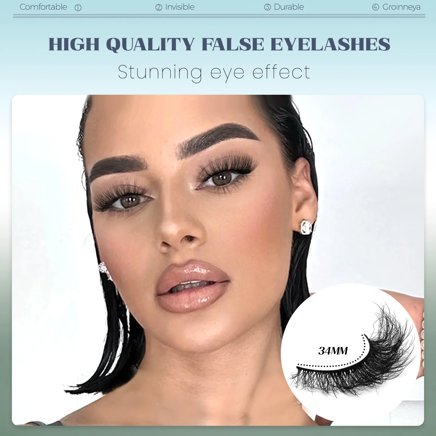 GROINNEYA Fake Lashes Fluffy Cat Eye Lashes 8D Fluffy Volume False Eyelashes 4