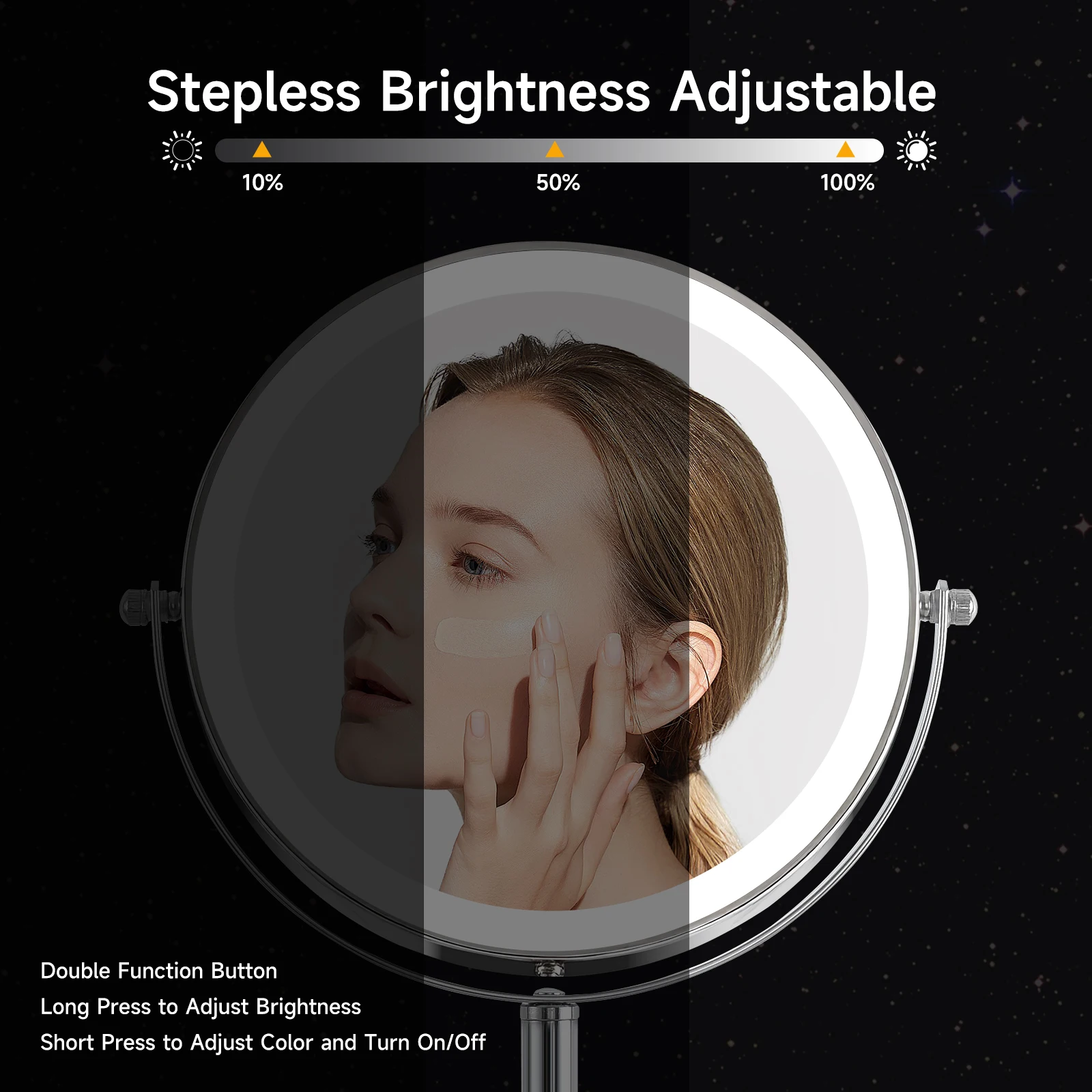 Lighted Makeup Mirror with Brighter Lights,1x/10xTrue HD Magnifying Tabletop 3