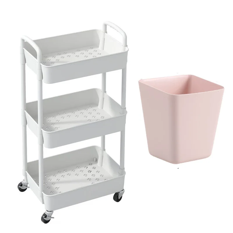 3Tier Plastic Rolling Utility Cart with Storage Bucket for Cleaning 24