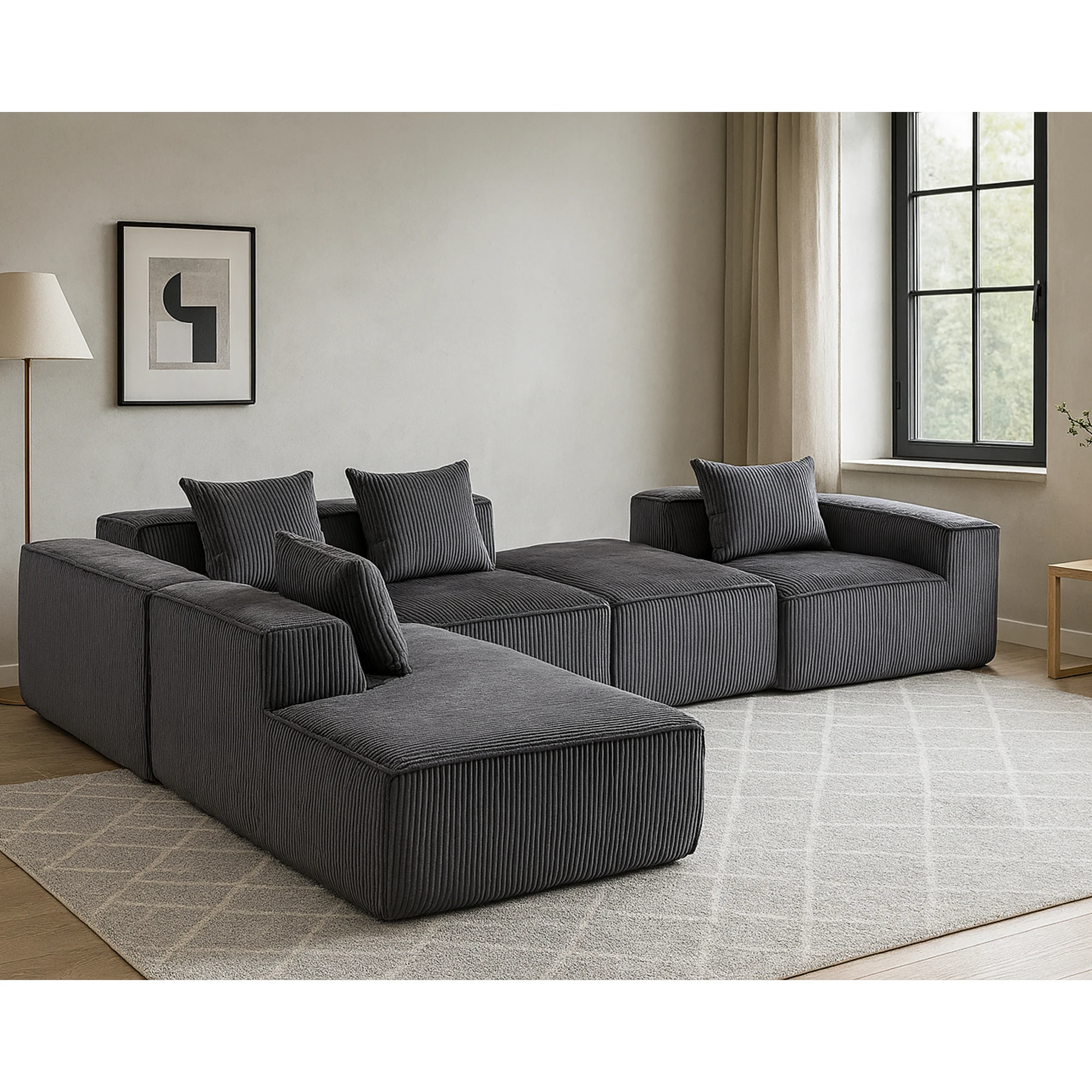 Sectional boneless Couch with L-Shape 10