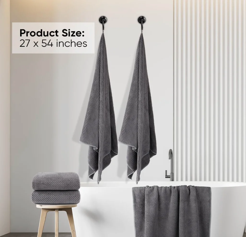 Bath Towel Set Pack of 2, (27 x 54 Inches) Microfiber 4