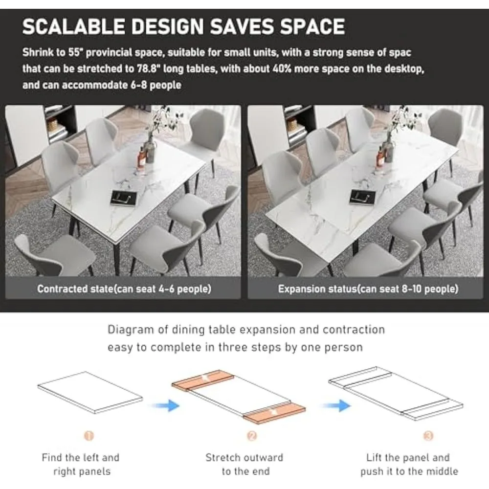 Extendable Dining Table for 4-8, 55 4