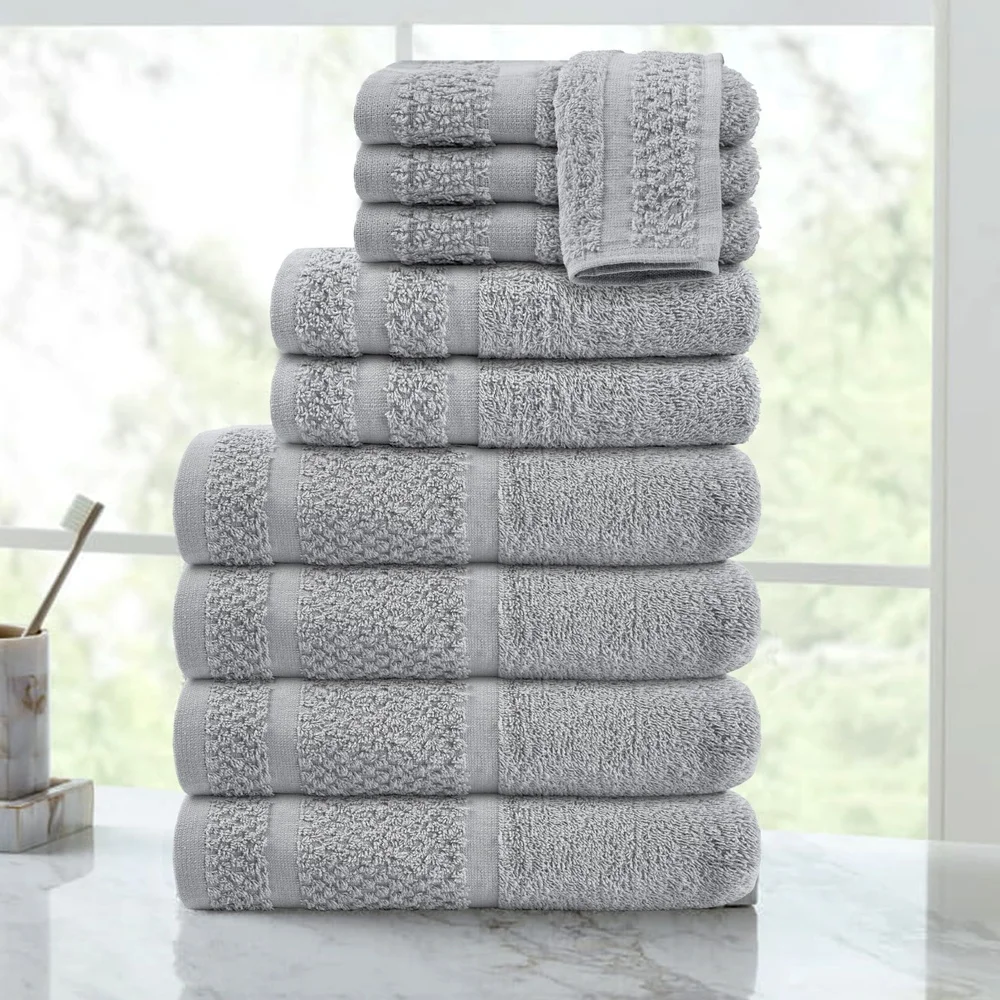 10 Piece Towel Set Soft Absorbent Cotton Quick Dry Bath Towels 3