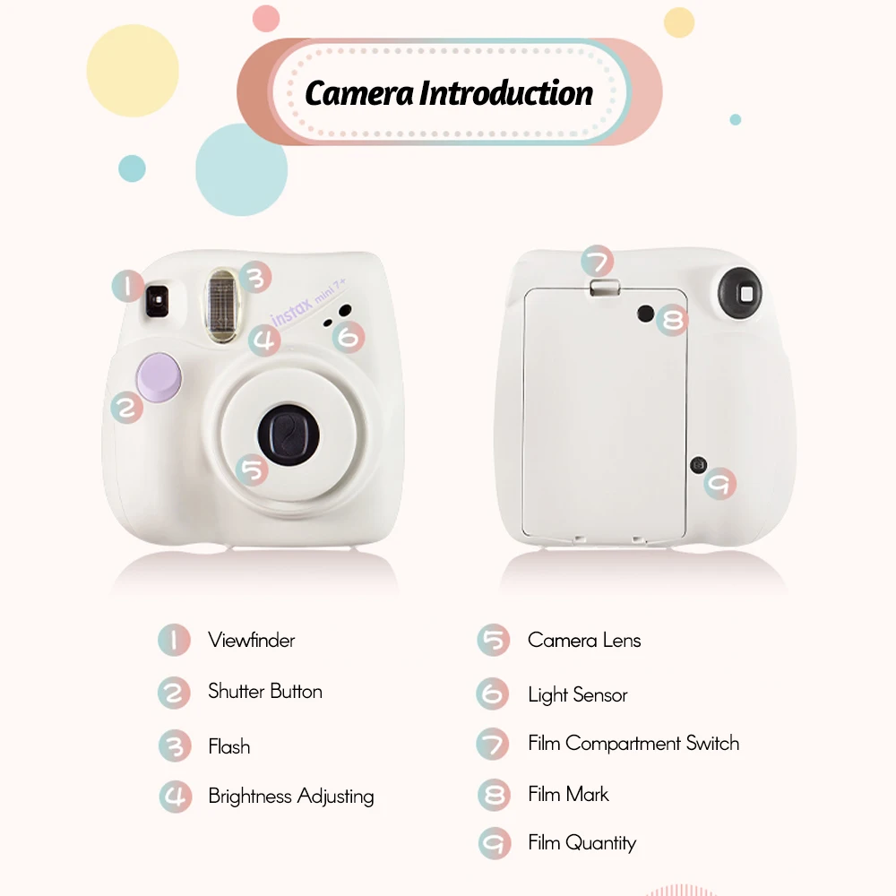 Fujifilm Instax Mini 7+ Mini SE Instant Camera Film Cam 5