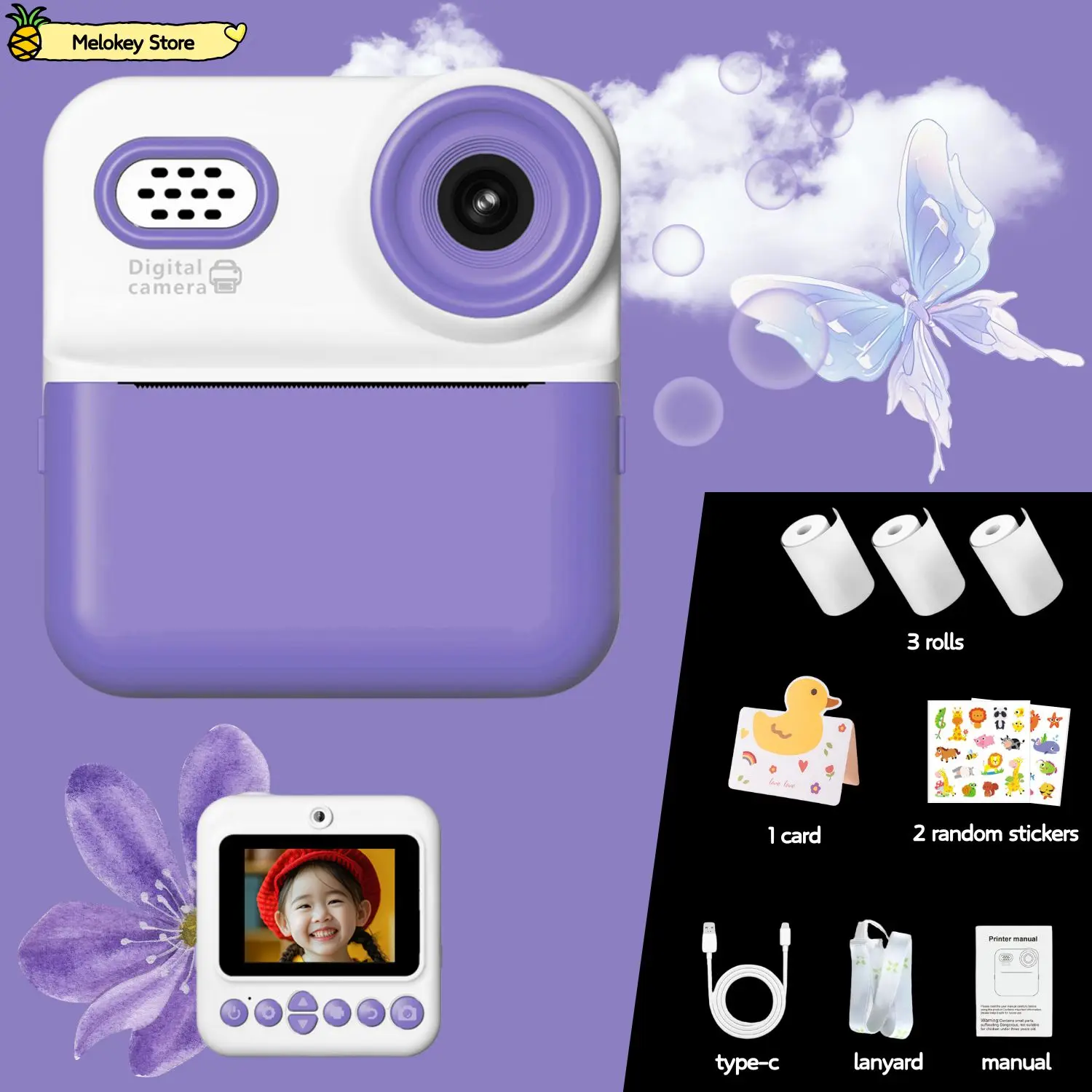 Kids Digital Camera Photo Printer with Game Cute Mini Digital Video 15
