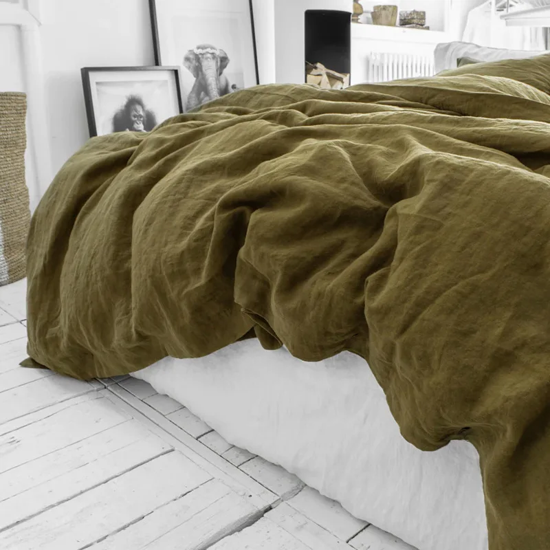 100% Linen Bed Duvet Cover Stone Washed France Linen 11