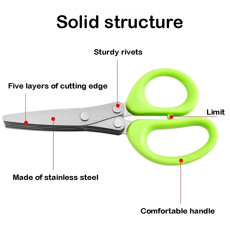 3/5 Layers Kitchen Scissors Stainless Steel Vegetable Cutter Scallion Herb 4