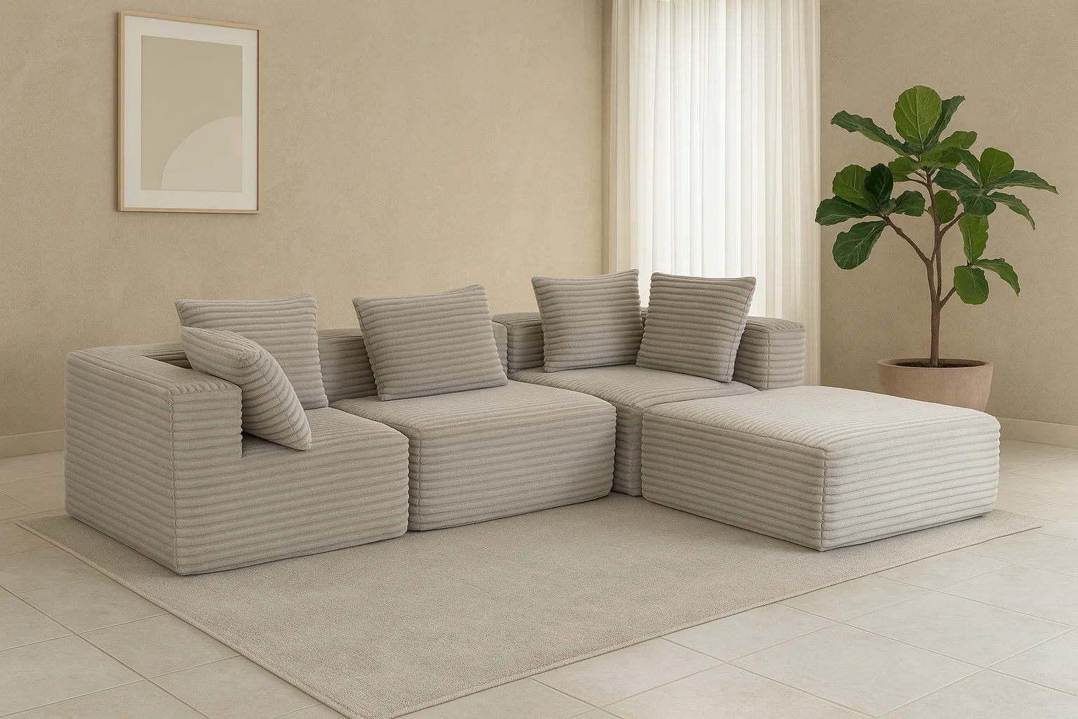 Sectional boneless Couch with L-Shape 14