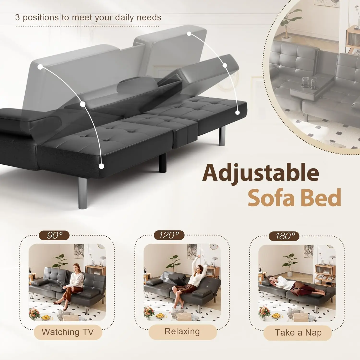 Convertible Folding Futon Sofa Bed Sleeper Couch 4
