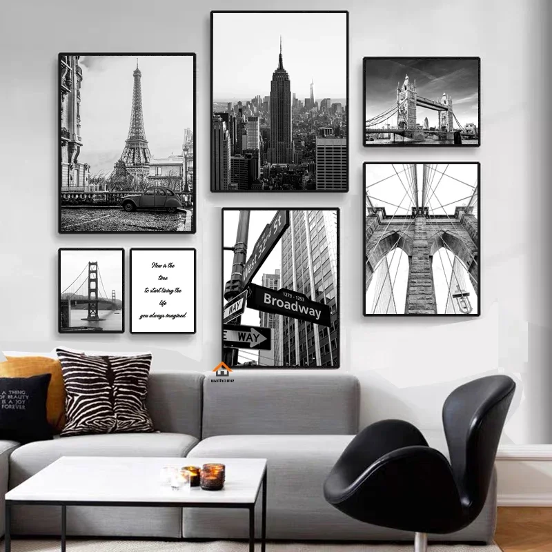 Modern New York London Paris Sydney City Landmark Landscape Poster Canvas Painting Wall Art 2