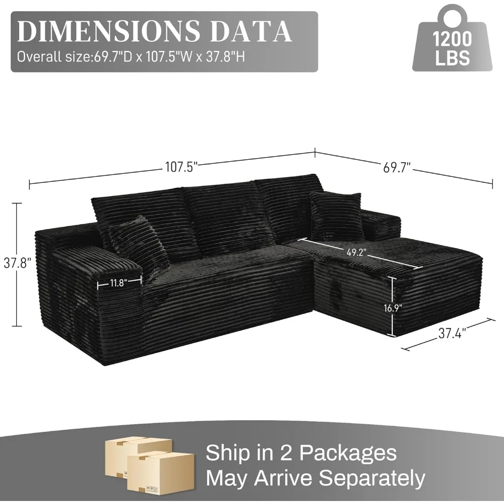 Modular Sectional Sofa Cloud Sectional Couch, 107 6