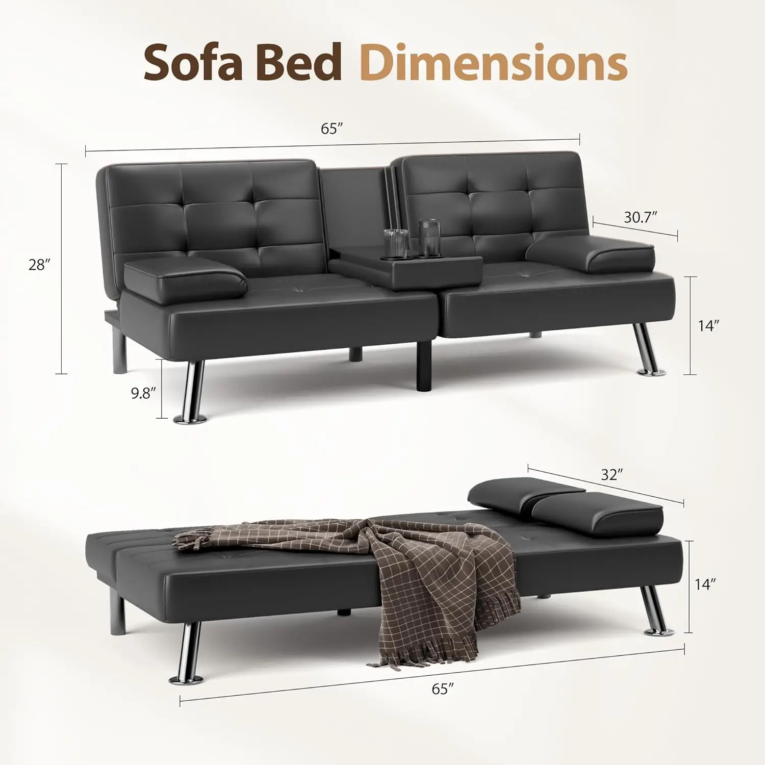 Convertible Folding Futon Sofa Bed Sleeper Couch 2