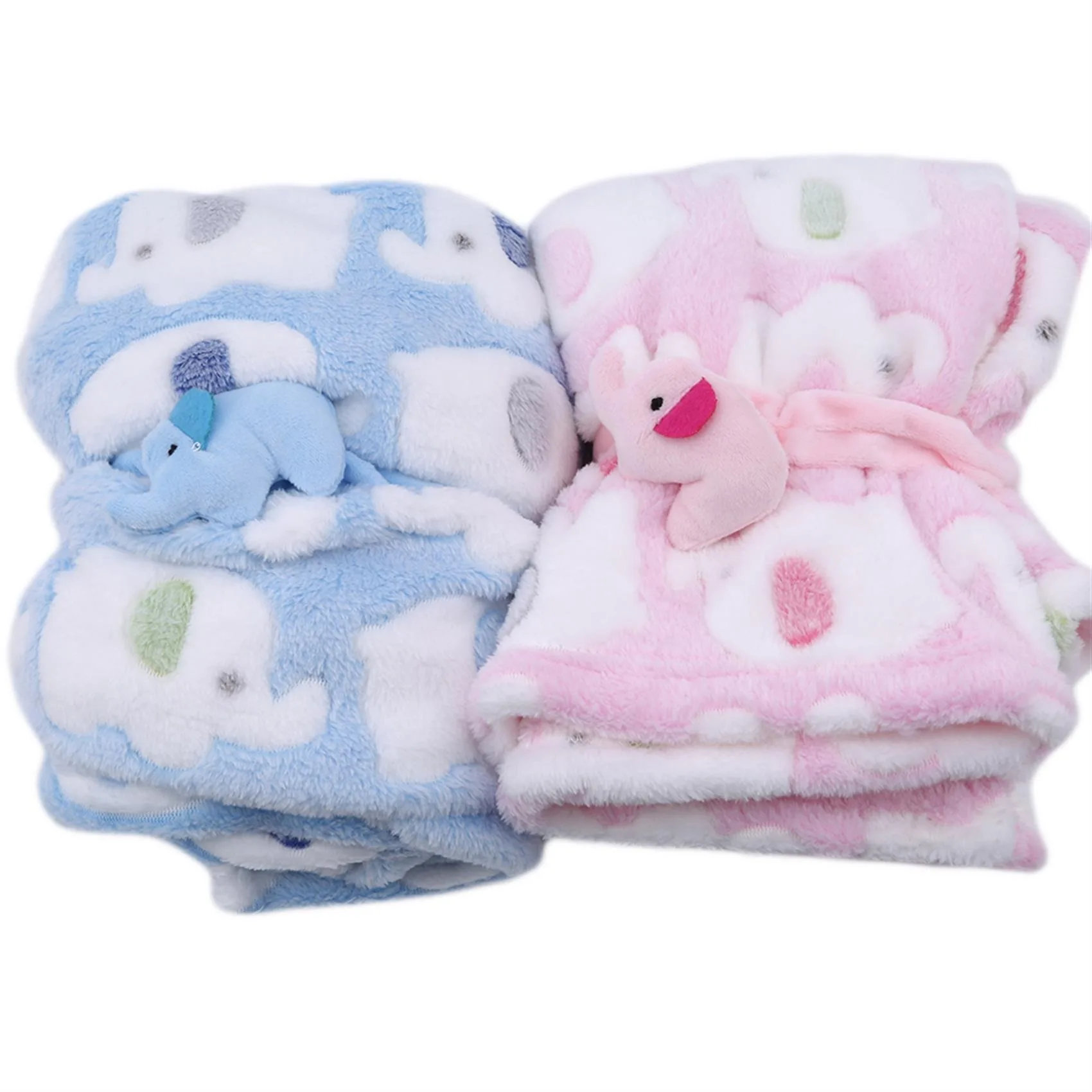 Baby Blanket & Swaddling Newborn Thermal Soft Fleece Blanket Winter Solid Bedding Set 4