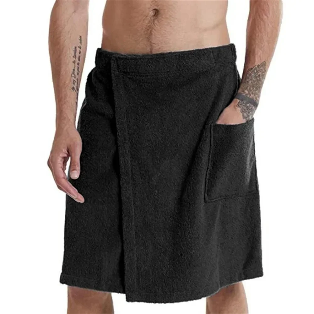 Men Soft Wearable Bath Towel with Pocket Bathrobes De Playa 8