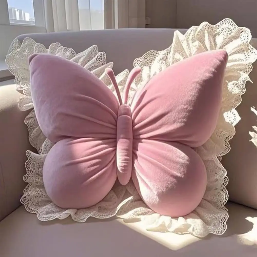 Cute Princess Butterfly Office Pillow Living Room Bow Bedroom Car Sofa Cushion 2