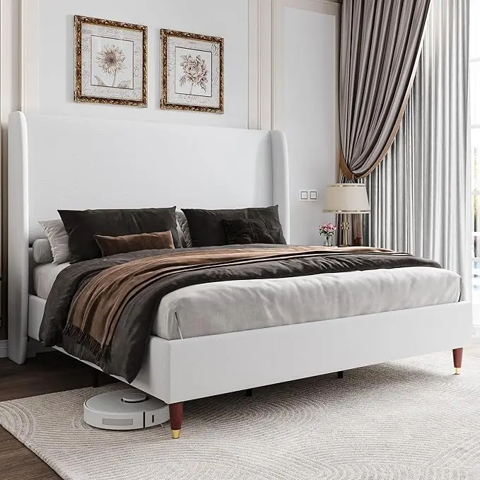 Jocisland King Upholstered Platform Bed Frame with 51.2 7