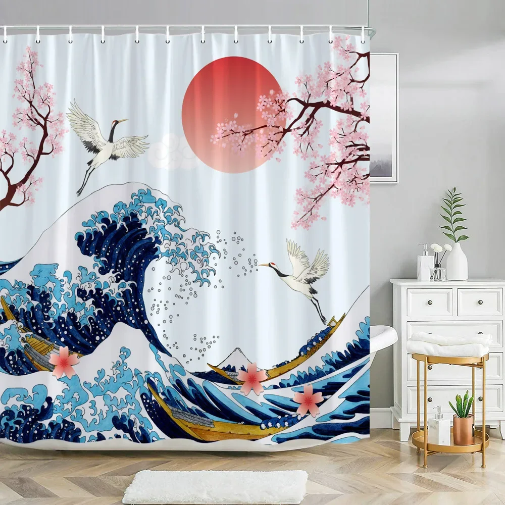 Pink Sakura Flowers Shower Curtains Japanese 10